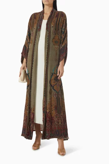 Ajrakh Kimono & Shaila Set in Silk-velvet