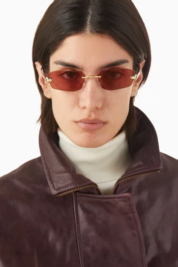 Panthère Rectangular Sunglasses in Gold-tone Metal