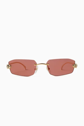 Panthère Rectangular Sunglasses in Gold-tone Metal