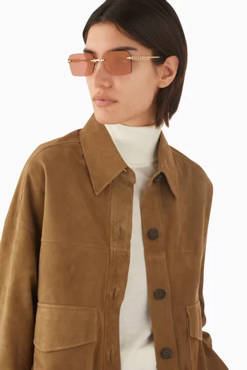 Square Sunglasses in Gold-tone Metal
