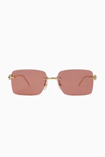 Square Sunglasses in Gold-tone Metal