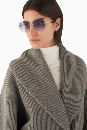 Panthère Square Sunglasses in Silver-tone Metal