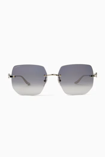 Panthère Square Sunglasses in Silver-tone Metal