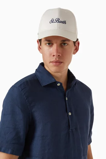Logo Baseball Cap in Linen