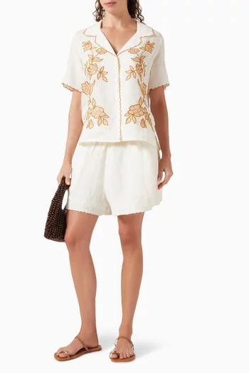 Gabriella Embroidered Shirt in Linen