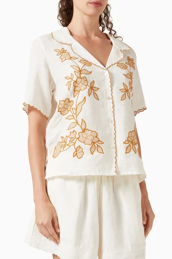 Gabriella Embroidered Shirt in Linen
