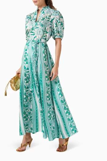 Oceanus Belted Dress in Silk