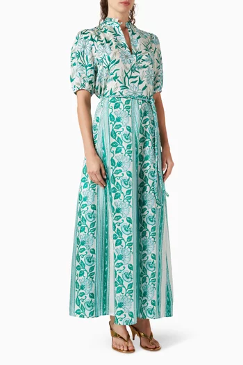Oceanus Belted Dress in Silk