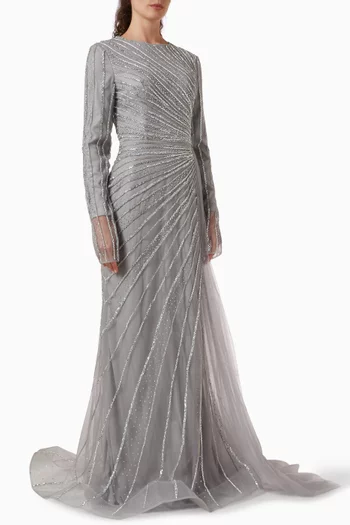 Sunburst Bead-embellished Gown