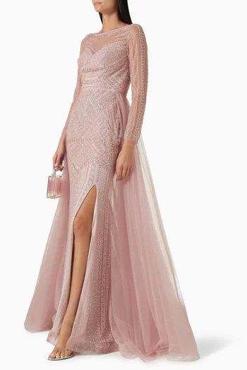 Bead-embellished Gown in Tulle
