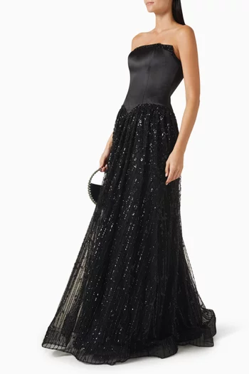 Embellished Strapless Ball Gown