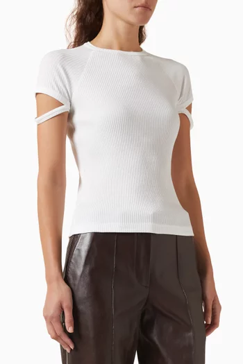 Crop Crewneck T-shirt in Cotton Blend