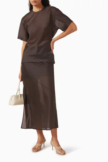 Sheer Crewneck T-shirt in Lyocell Blend