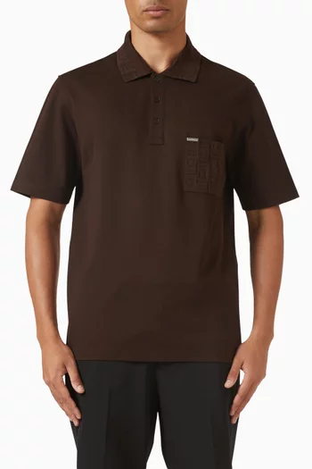 V-neck Polo Shirt in Cotton Pique