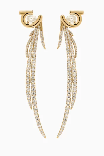 Crystal Feather Clip-on Earrings in Brass