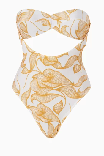 Foliage Cut-out One-piece Swimsuit
