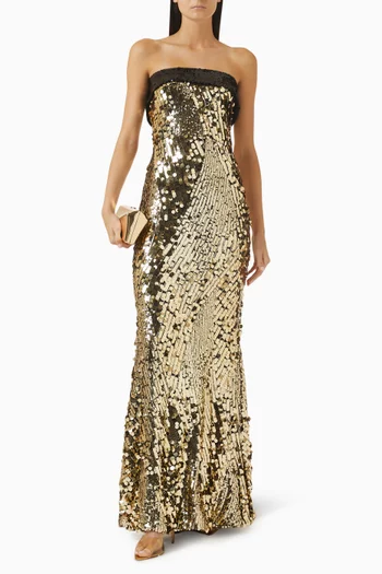 Strapless Sequin Column Gown