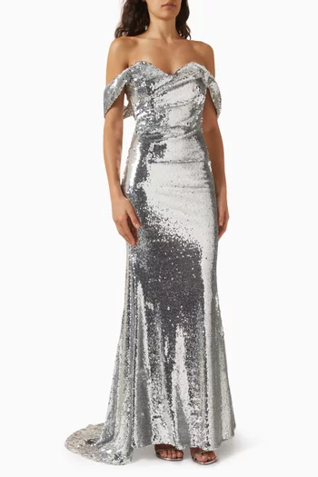 Sequin Off-shoulder Gown