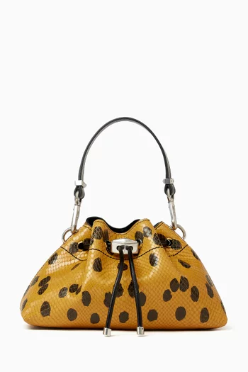 Small Cinch Bucket Bag in Snake-embossed Leather