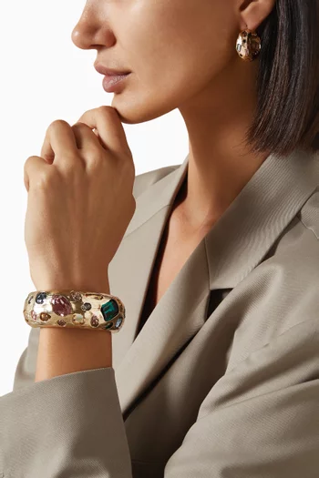 Stone Embellished Maxi Cuff in Gold-tone Brass