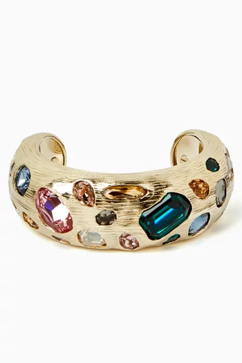 Stone Embellished Maxi Cuff in Gold-tone Brass