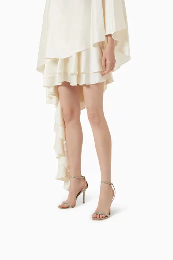 Moza 100 Crystal Sandals in Metallic Suede