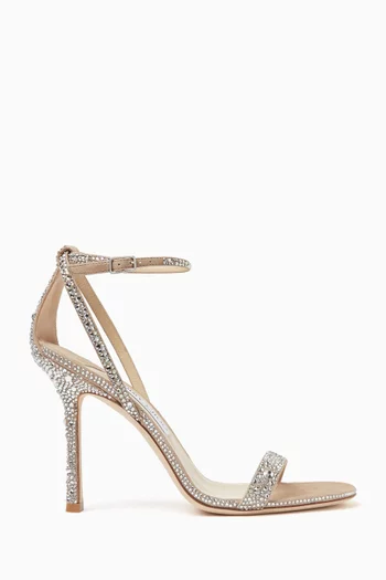 Moza 100 Crystal Sandals in Metallic Suede