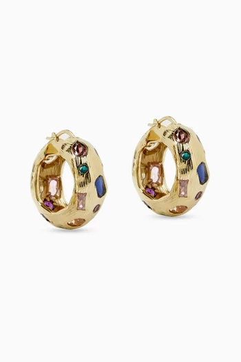 Stone Embellished Earrings in Gold-tone Brass