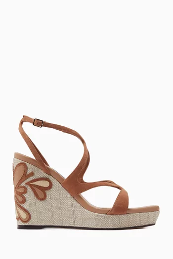 Ayla 110 Wedge Sandals in Raffia & Suede