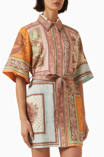 Alberta Belted Mini Dress in Linen