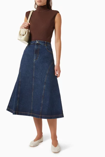 Overdrive Midi Skirt in Denim