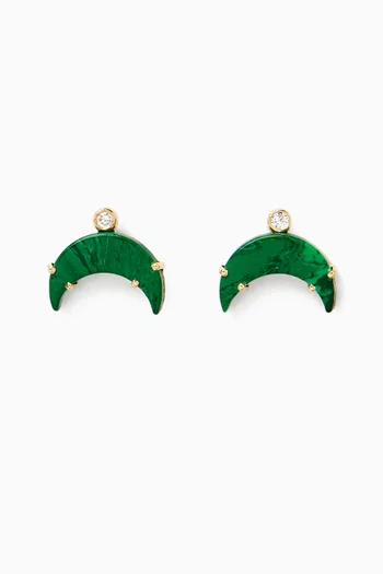 Moon Stone Diamond Earrings in 18kt Gold