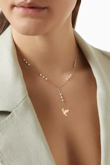 Retro Chapelet Dove Necklace in 18kt Gold