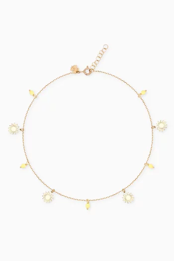 Retro Pompoms Suns Anklet in 18kt Gold