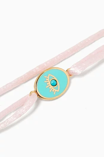 Tiny Eye Charm Cord Bracelet in 18kt Gold