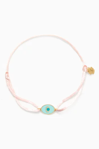 Tiny Eye Charm Cord Bracelet in 18kt Gold