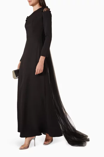 Tulle Train Maxi Dress