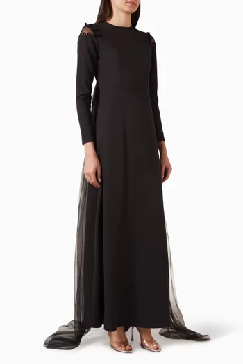 Tulle Train Maxi Dress