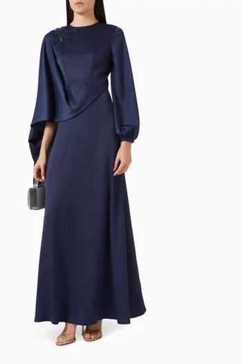 Bead-embellished Cape Dress