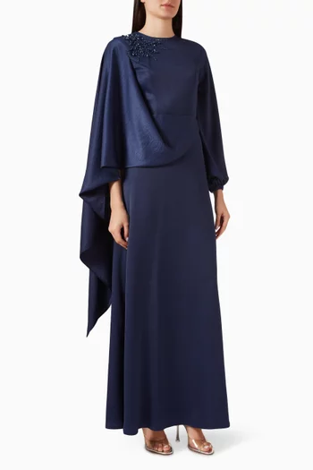 Bead-embellished Cape Dress