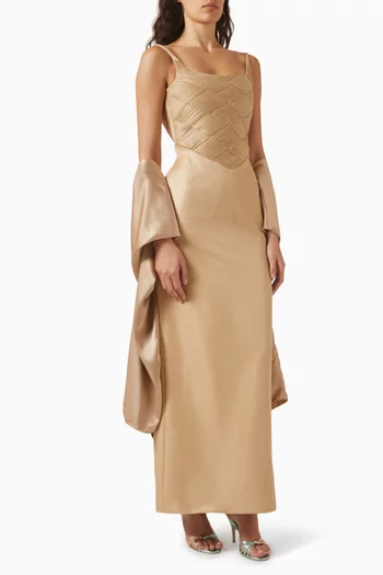طقم فستان منسوج وشال