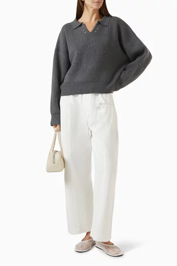 Eyelet Polo Sweater
