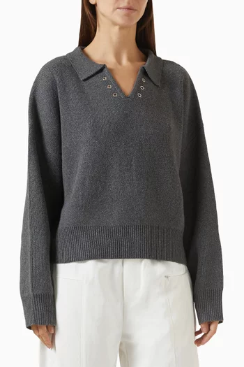 Eyelet Polo Sweater