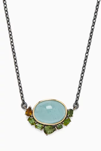 Aquamarine & Tourmaline Necklace in 10kt Gold