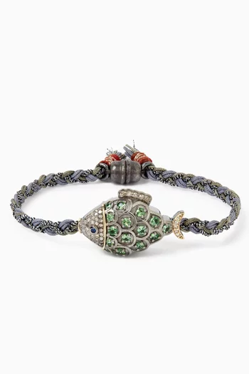 Fish Tsavorite & Diamond Bracelet in 10kt Gold
