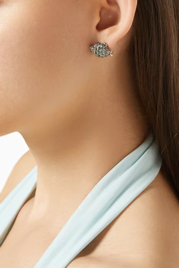 Fish Tsavorite & Diamond Earrings in 10kt Gold