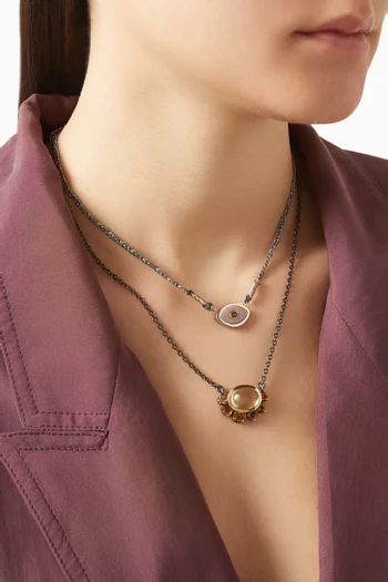 Eye Opal & Tourmaline Necklace in 10kt Gold