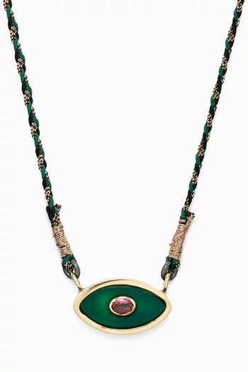 Eye Onyx & Ruby Necklace in 10kt Gold