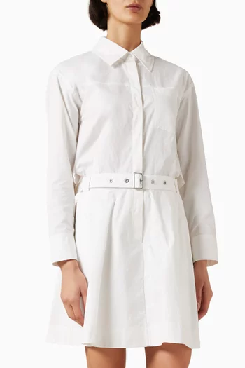 Belted Flounce-back Shirtdres in Cotton
