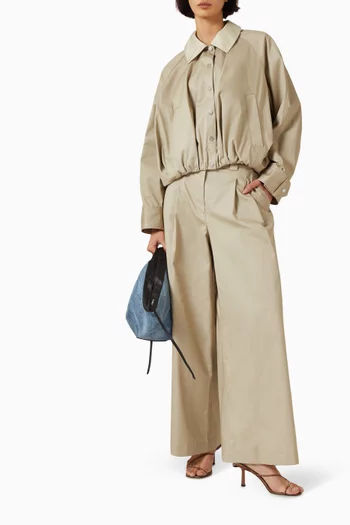 Snap-front Bomber Jacket in Cotton Twill